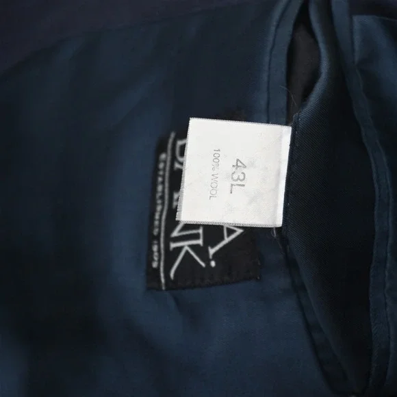 Jos A Bank 43L 36x32 Navy Blue Striped 100% Wool Mens Jacket Pants Suit
